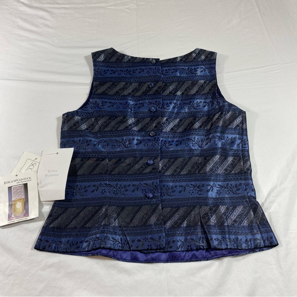 Scott McClintock Tank Top Woman’s 4 Tapestry Blouse Blue High Neck Button Down - Picture 7 of 12